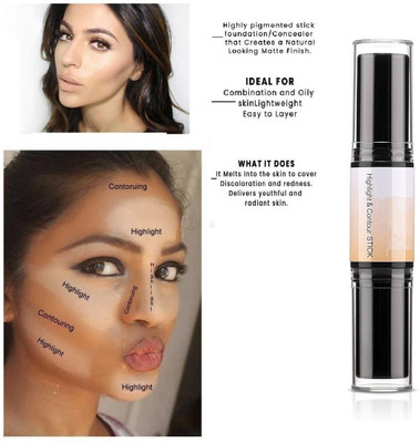 FELICECHIARA New Face Makeup Highlighter And Concealer Contour Stick 2 in 1 Contour Concealer(Multicolor, 10 g)