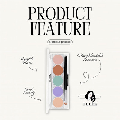 FLLEK Concealing & Contouring |5 Shades Palette Colour Corrects with High Coverage Concealer(MULTI, 45 g)