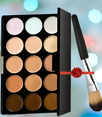 URBANUCANBE 15 Shades Highlighter Contour With Makeup brush  Concealer(MULTICOLOR, 18 g)