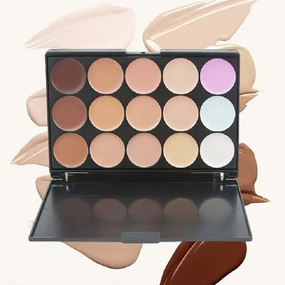 EVERERIN 15 Color Contour, Highlighter and Concealer Palette Foundation Concealer(multi color, 30 ml)