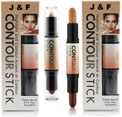 J & F Perfect Highlighter 2 in 1 Contour Stick ( Pack of 2 ) Concealer(Beige, 8 g)