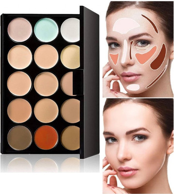 Arcanuy 15 Shades Highlighter Contour Cream Concealer Palette Useful Colors Concealer(multi color, 22 g)
