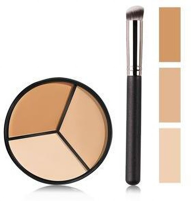Morbee 3-in-1 Dark Tone Concealer Palette with Foundation Brush (50g) | M_3C_2_08 Concealer(Black, 50 g)