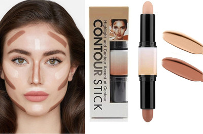 Vyomiris 2 IN 1 Highlighter And Concealer Contour Stick Concealer(BEIGE, BROWN, 8 g)