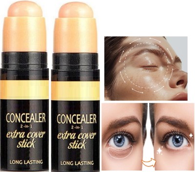 YAWI 3in1 Contour & Concealer Stick for dark circle pack of 2 Concealer(beige, 12 g)