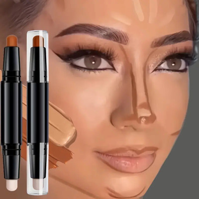 luzimaisa 2 In 1 Long-Lasting Waterproof Matte Finish Contour & Highlighter Stick Concealer(MULTICOLOR, 4 g)