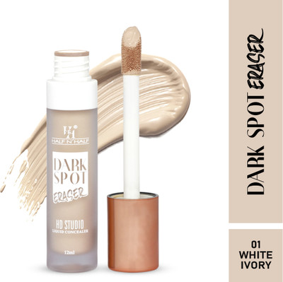 Half N Half Dark Sport Eraser HD Liquid Concealer Creamy Texture High Coverage Light Weight Concealer(White Ivory, 12 ml)