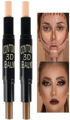 Galm Bazaar 2in1 Highlight and 3D Contour Balm Stick, Multi color  Concealer(Beige, Brown, 16 g)