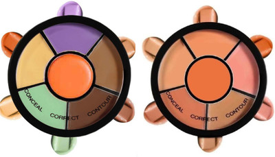 GlowMii Pro Concealer Palette Waterproof With Full Coverage 6-IN-1 Shades 1,2  Concealer(Combo 01 & 02, 18 g)