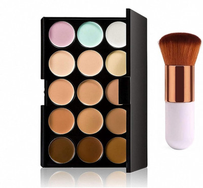 HUDA QUEEN 15 Color Concealer Palette for Professional Finish with Round Brush Concealer(Multicolor, 30 ml)