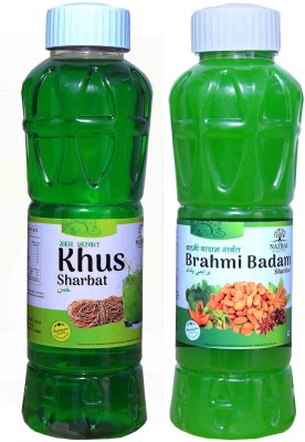 NATRAJ The Right Choice Khus Sharbat & Brahmi Badam Sharbat Syrup (Pack of 2 x 750 ml Bottle)(2 x 375 g)