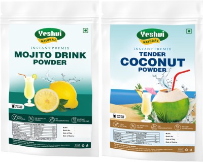 YESHVI NATURAL Mojito Drink Powder & Tender Coconut Water Powder Combo Pack, Instant Drink(2 x 50 g)