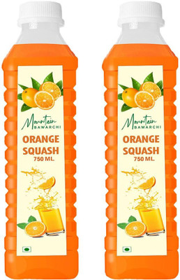 Mountain Bawarchi Pulpy Orange Squash Fruit Drink | Refreshing Orange Juice (Pack of 2)(2 x 750 ml)