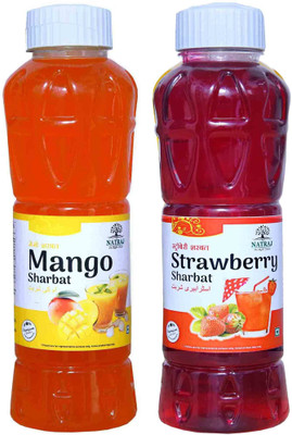 NATRAJ The Right Choice Mango Sharbat & Strawberry Sharbat Syrup (Pack of 2 x 750 ml Bottle)(2 x 750 ml)