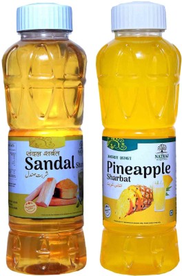 NATRAJ The Right Choice Sandal Sharbat & Pineapple Sharbat Syrup (Pack of 2 x 750 ml Bottle)(2 x 375 ml)