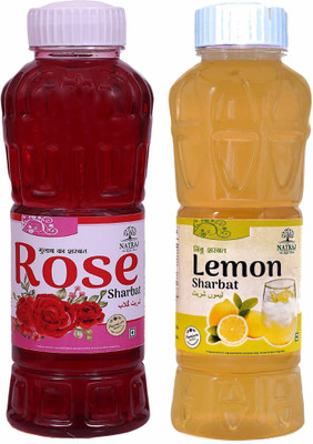 NATRAJ The Right Choice Rose Sharbat & Lemon Sharbat Syrup (Pack of 2 x 750 ml Bottle)(2 x 750 g)