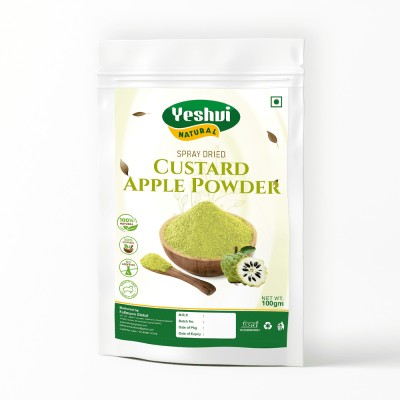 YESHVI NATURAL Spray Dried Custard Apple Powder for Smoothies, Baking, and Desserts(100 g)