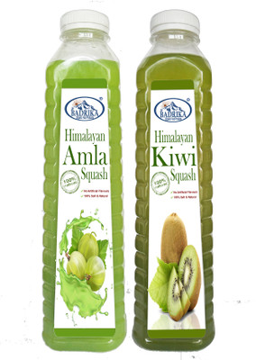 Badrika Pure Natural Himalayan Amla/Gooseberry And Kiwi Squash Combo(2 x 750 ml)