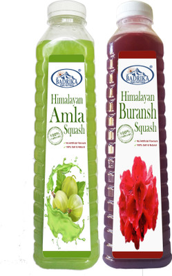 Badrika Pure Natural Himalayan Amla/Gooseberry And Pahari Buransh Squash Combo(2 x 750 ml)