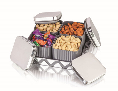 Nabhya Plastic Grocery Container  - 500 ml(Pack of 4, Grey)