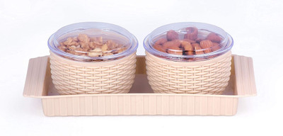 Flipkart SmartBuy Plastic Grocery Container  - 500 ml(Pack of 2, Beige)