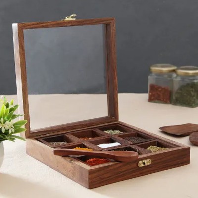 SearchForMerch Spice Set Glass, Wooden(1 Piece)