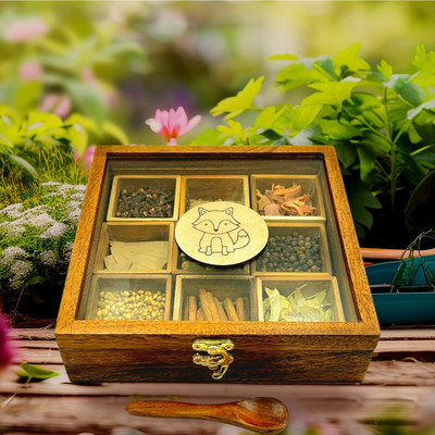 Espoiir bloom Spice Set Wooden, Glass(1 Piece)