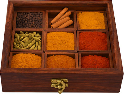 DAIVIKSDECOR Spice Set Wooden, Brass(1 Piece)