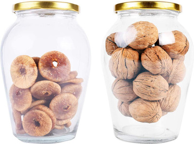 MOOZICO Glass Grocery Container  - 1000(Pack of 2, Gold)
