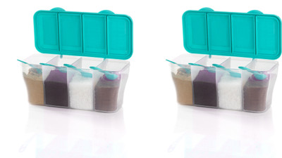 MAGICSPOON Polypropylene Tea Coffee & Sugar Container  - 1800 ml(Pack of 2, Blue, Multicolor)