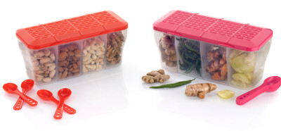 MAGICSPOON Polypropylene Fridge Container  - 1800 ml(Pack of 2, Red, Pink)