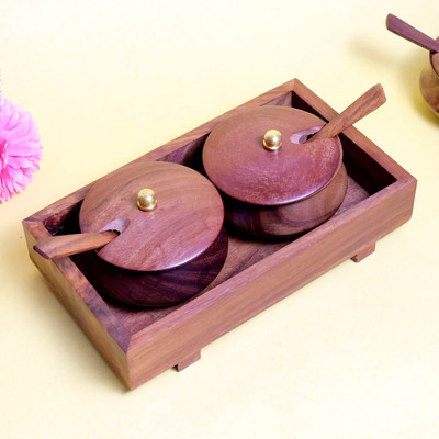 Saras Aajeevika Spice Set Brass, Wooden(2 Piece)