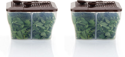 MAGICSPOON Polypropylene Fridge Container  - 2000 ml(Pack of 2, Brown)