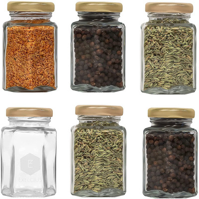 Shree Baake Bihari JI traders Glass Grocery Container  - 100 ml(Pack of 6, Clear)