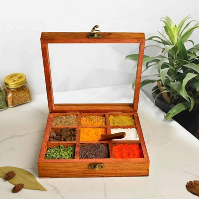 Angira handicarft Spice Set Wooden, Glass(1 Piece)