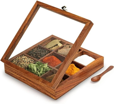 Wooden Mystique Spice Set Wooden, Glass(1 Piece)