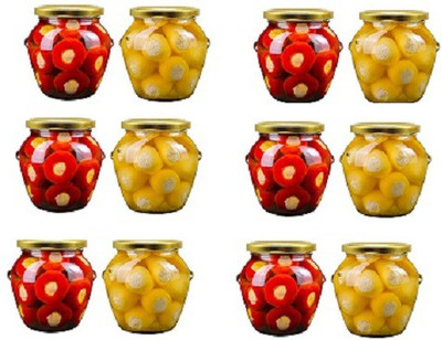 Coozico Glass Grocery Container  - 400 ml(Pack of 12, Gold)