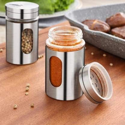Decor Vibes Silver, Glass Utility Container  - 100 ml(Pack of 2, Black)