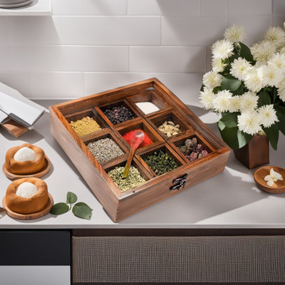 EALEVE HANDICRAFTS Spice Set Wooden, Glass(1 Piece)