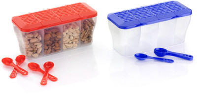MAGICSPOON Polypropylene Grocery Container  - 1800 ml(Pack of 2, Red, Blue)