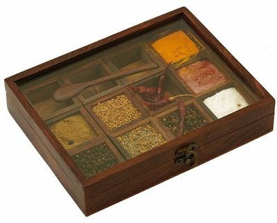 MD CRAFTS Spice Set Wooden, Glass(1 Piece)