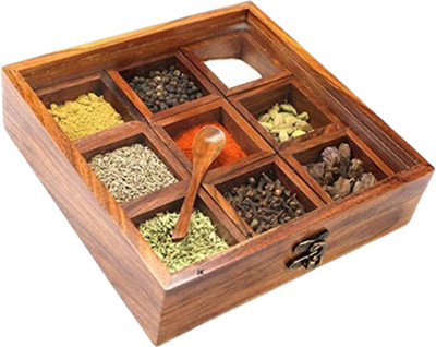 elave handicraft Spice Set Wooden, Glass(1 Piece)