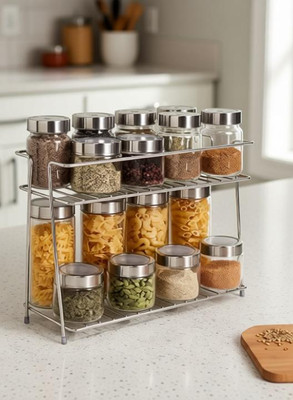 BALSUN Stainless Steel 2 Layer Kitchen Rack| Modular Kitchen Storage Rack 1 Piece Spice Set(Stainless Steel)
