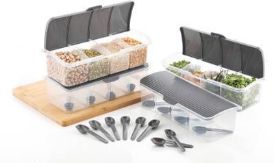 Metrolife Plastic Grocery Container  - 1750 ml(Pack of 4, Grey)