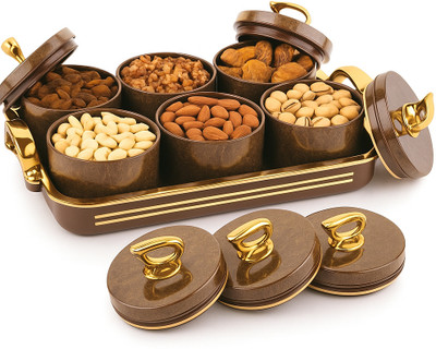 Flipkart SmartBuy Plastic Grocery Container  - 500 ml(Pack of 6, Brown)