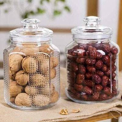 NAVPATH Glass Grocery Container  - 2300 ml(Pack of 2, Clear)