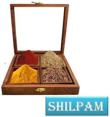 Shilpam Spice Set Wooden, Glass(1 Piece)