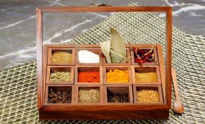 MD CRAFTS Spice Set Wooden, Glass(1 Piece)