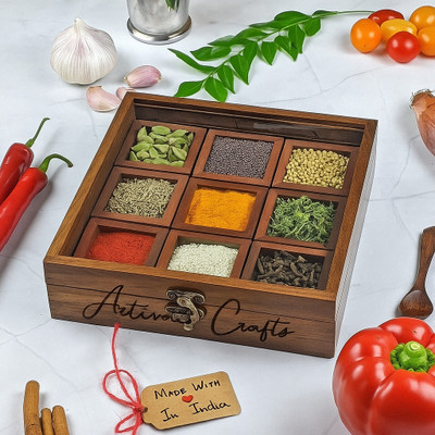 Artival Crafts Spice Set Glass, Wooden(1 Piece)