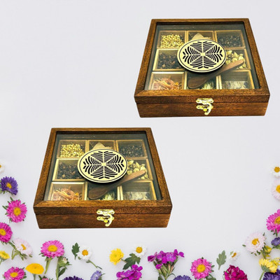 Angira handicarft Spice Set Wooden(2 Piece)